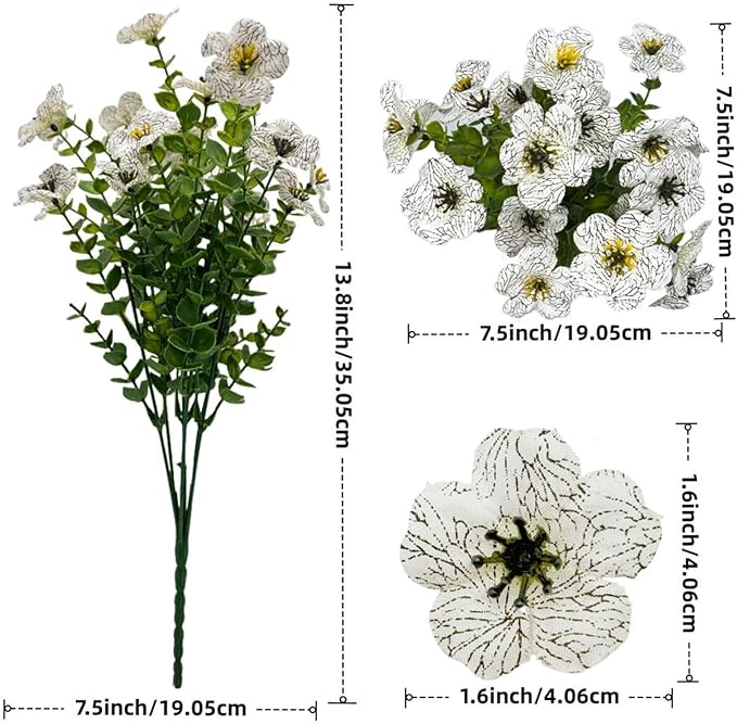 XccJLYB Artificial Flowers Outdoors UV Resistant Fake Plants, 12 Bundles Silk Daisy in Pots for Porch Patio Garden, Faux Potted Home Decor for Outside (White)