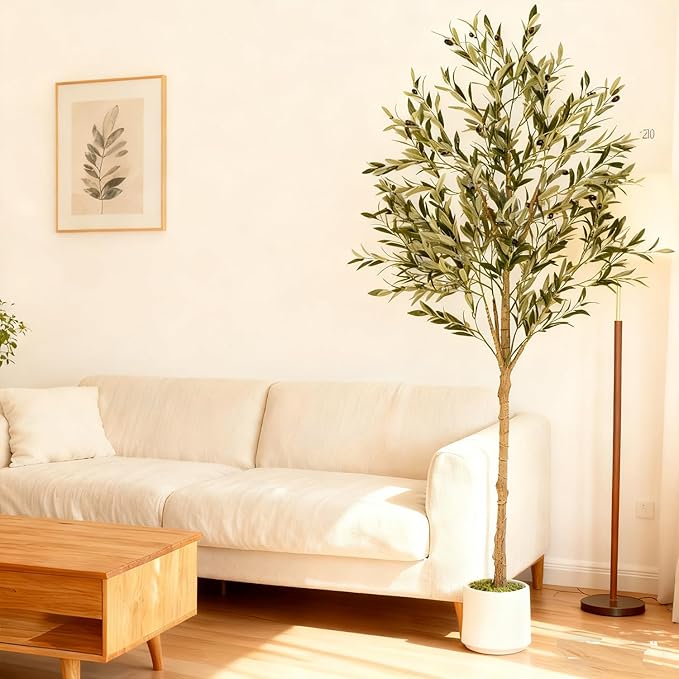 Realiflora Artificial Olive Tree - Tall Indoor Faux Olive Tree with Planter & Basket, Realistic Fake Olive Tree with Fruits for Home Office Decor Living Room (5ft)
