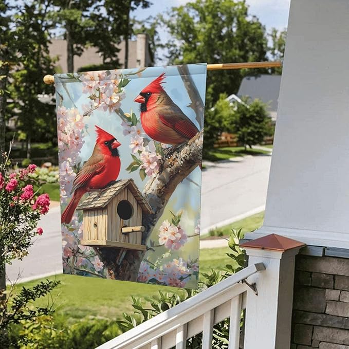 Birds In Tree Garden Flag 12x18 Inch Double Sided All-Weather Polyester Outdoor Flag For Patio Lawn Yard And Garden Welcome Decor