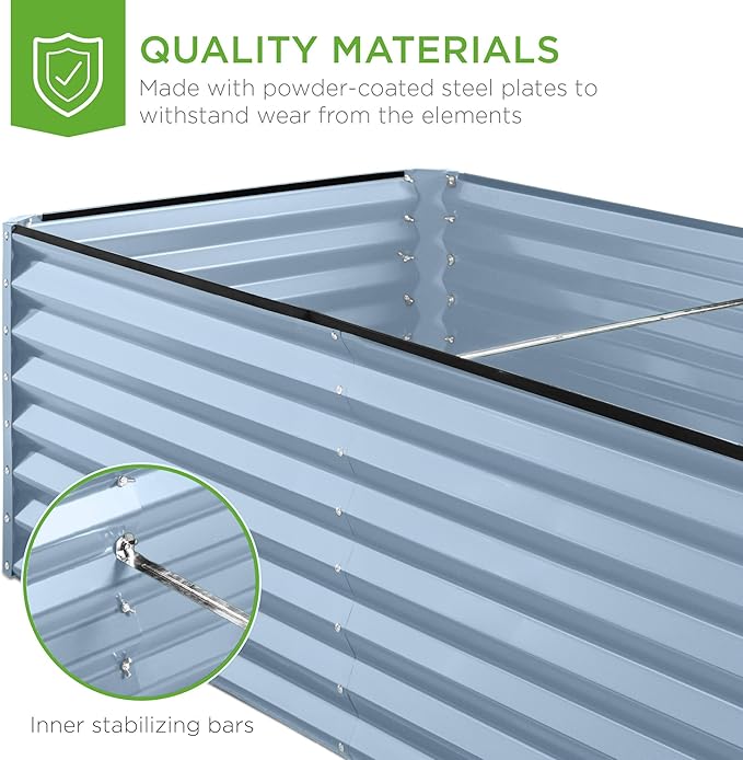 Best Choice Products 6x3x2ft Outdoor Metal Raised Garden Bed, Deep Root Box Planter for Vegetables, Flowers, Herbs, and Succulents w/ 269 Gallon Capacity - Mist Blue