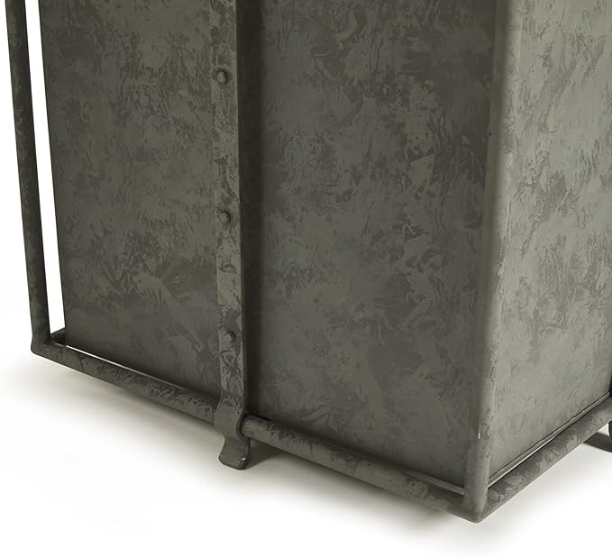 MY SWANKY HOME Large Minimalist Classic Metal Box Planters Liners Square Industrial Rivets Gray