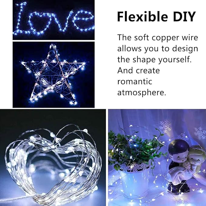 24 Pack Fairy Lights Battery Operated String Lights，7FT 20 Mini LEDs for Bedroom Party Birthday Wedding Indoor Decorations, Cool White