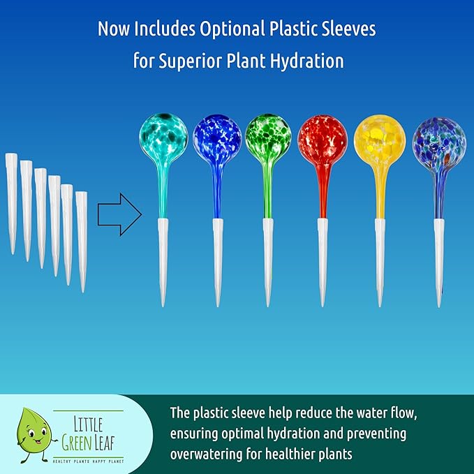 Little Green Leaf LGL Plant Watering Globes - Automatic Self Watering Globes. Decorative Self Watering Planter Inserts. Self Watering Spikes to Support Plant Health. 6 Pack x 350ml