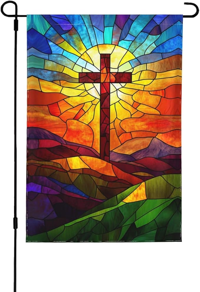 Colorful Glass Garden Flag 12x18 Inch Double Sided All-Weather Polyester Outdoor Flag For Patio Lawn Yard And Garden Welcome Decor