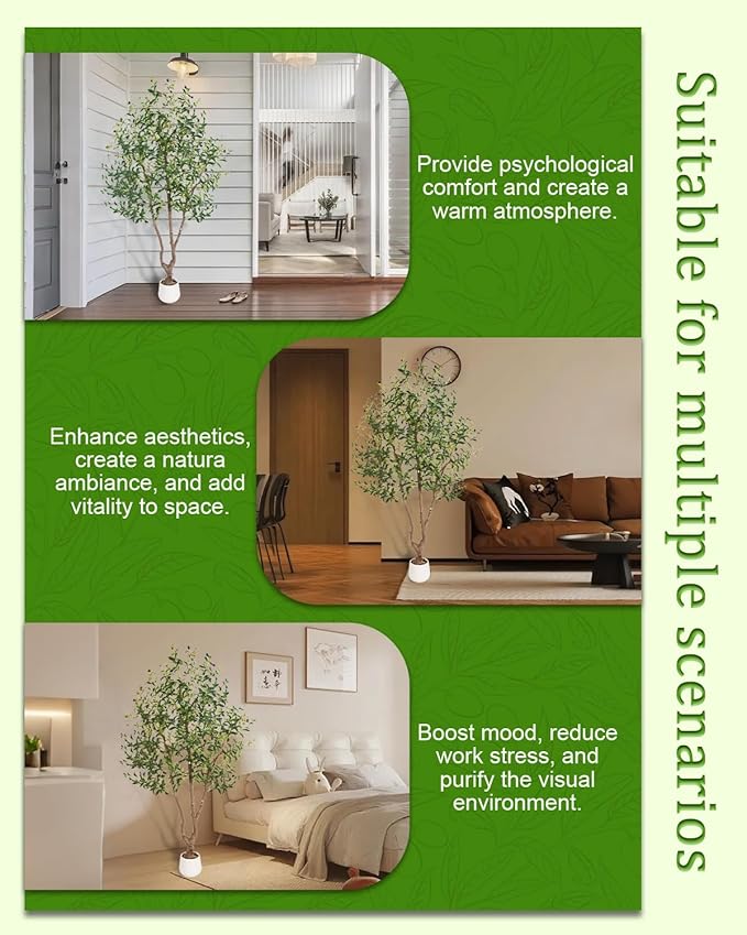 Sillaff Faux Plants Indoor, 6FT Fake Tree Large Artificial Tree Tall Faux Olive Tree with Pot, Nearly Natural Olive Branches and Fruits for Living Room Office Home Decor