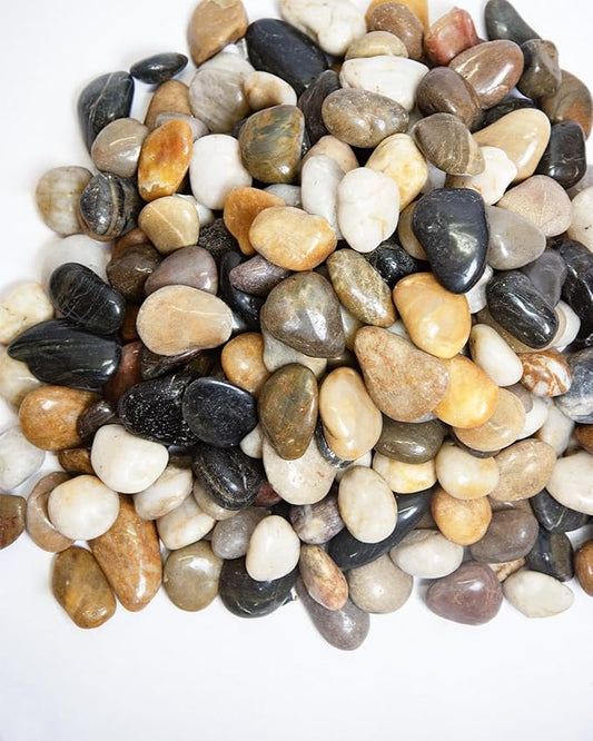 FAHAXIKI 10 lbs River Rocks Pebbles 1-2 Inch Polished Decorative Stones Natural Pebbles for Plants,Aquarium Gravel,Vase Fillers,Zen Garden & Succulent Bowl - Smooth Indoor/Outdoor Landscaping Stones