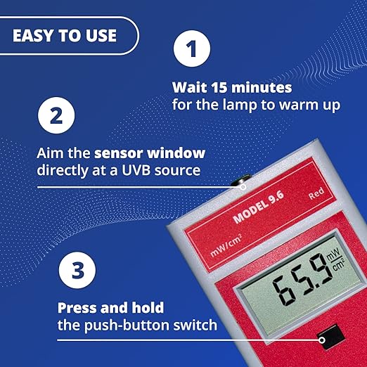 Solarmeter Model 9.6 Visible Red Light Meter, Handheld Digital Radiometer and Light Bulb Tester for Measuring Red Light for Collagen Stimulation & Wound Healing Lamps, 0-199.9 mW/cm², Made in USA