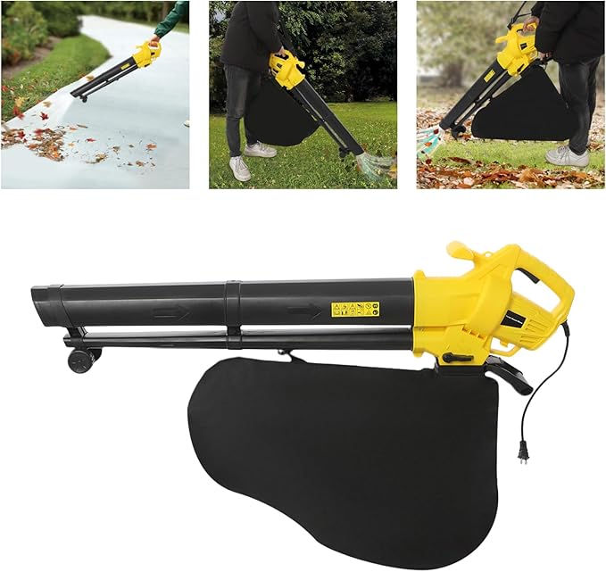 Powerful Electric Leaf Blower Vacuum 2-in-1, Corded High-Performance Yard Blower with Blowing & Vacuum Modes, Lightweight Design for Fast Lawn, Patio, Driveway and Garage Cleaning