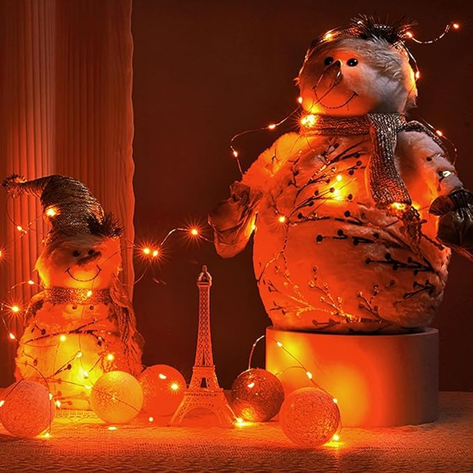 6 Pack LED Fairy Lights Battery Operated with Timer, 13FT 40LED Waterproof Firefly Lights Silver Wire Mini Twinkle String Lights for Wedding Christmas Birthday Party Mason jar Decorations, Orange
