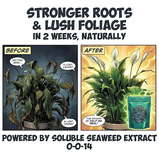 Kelp it Real Organic Seaweed Fertilizer for Plants - Makes 200 gallons - OMRI Listed - Vegan Certified - for Indoor Gardeners, Houseplants, Fruits, Vegetables, Hydroponics - (8oz)