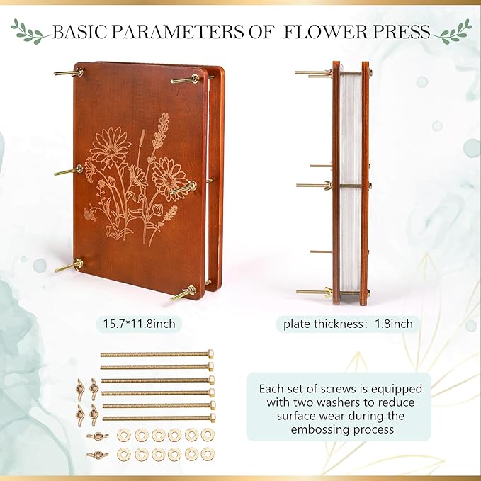 Aboofx Flower Press Kit, Craft Kits 15.7" x 11.8" 6 Layers Wooden Flower Pressing Kit for Crafts Pressed Flowers and Plant for DIY Art, Preservation for Bookmark Frame Wedding Drying Kits