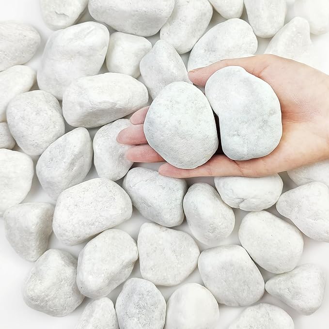 FANTIAN 40 lbs White River Rocks for Garden, 2-3 Inch Large Aquarium Gravel. Decorative Stones for Plants, Vases, Cactus, Landscaping and Home Decor