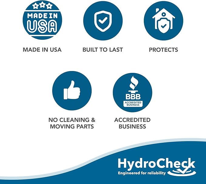 HydroCheck Water Sensor Alarm, Smart Water Leak Detector for Home & Basements | Made in The USA | Automatic Flood Detectors and Water Alarm, Pure Water Capable (WaterWatcher)