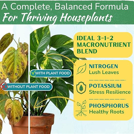 Indoor Plant Food by Houseplant Resource Center - Organic Liquid Fertilizer for Pothos, Peace Lily, Monstera, Cactus and More - 8 oz