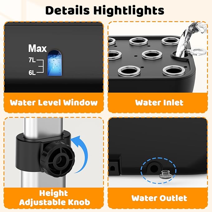 Hydroponics Growing System Kit, 17 Pods Indoor Herb Garden with Grow Light, Smart Water & Air Circulation with 2 Fans, Auto Timer, 10L Water Tank, Perfect Indoor Gardening System Gifts (Black)