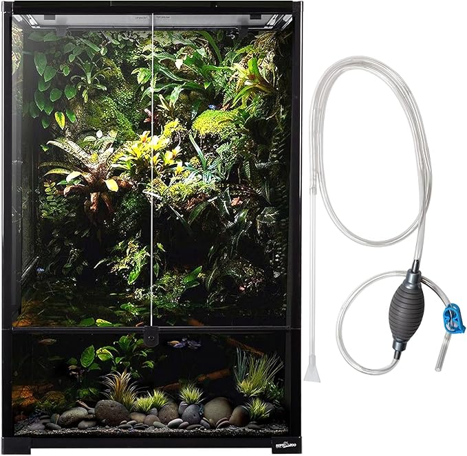 REPTI ZOO 67 Gallon Glass Terrarium Tank,Knock-Down Paludarium Large Terrarium 24"x18"x 36”,Bio Deep Base 10”, Double Hinge Door, Siphon Gravel Cleaner Set Included