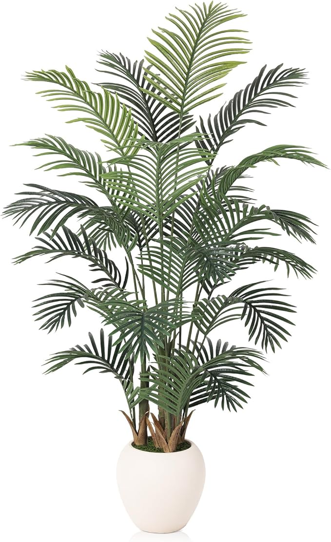 Verinatural Artificial Palm Plant - 6FT Tall Faux Tree with Realistic Look & UV Protection - Large Indoor Outdoor Fake Floor Plant for Home Office Decor
