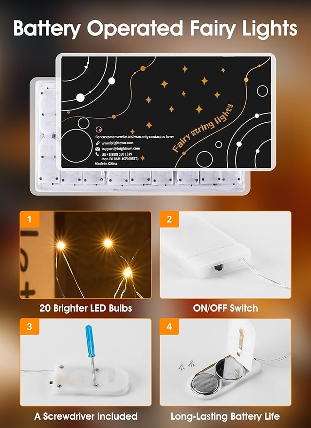 Minetom 12 Pack Fairy Lights Battery Operated String Lights - 7ft 20 LED Waterproof Silver Wire Firefly Light Waterproof for DIY Crafts Wedding Décor Table Mason Jars Party