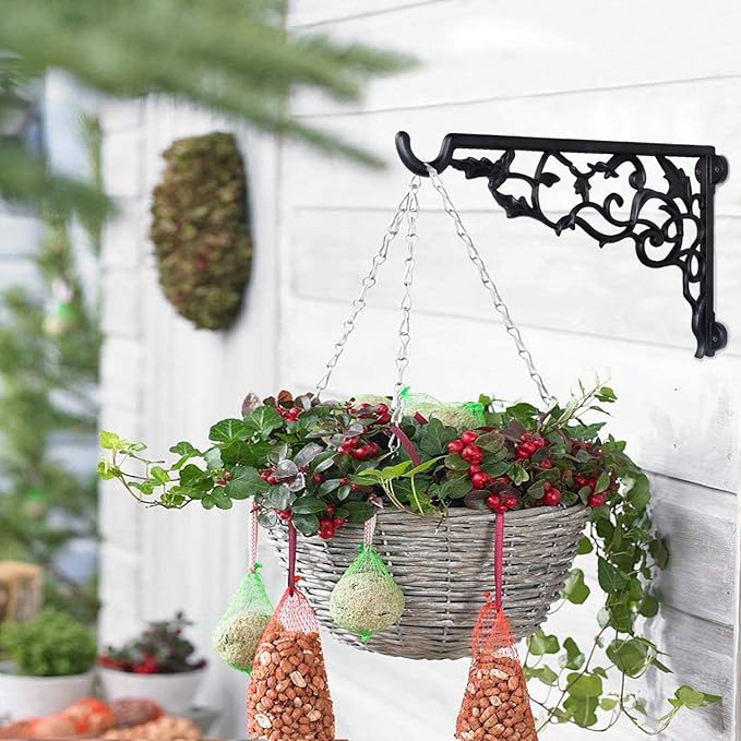Plant Hanging bracket,13 Inch Aluminum Heavy duty plant hanger,durable rust-resistant Decorative wall mount plant bracket hook for outdoor indoor Hanging Plant Flower Lantern Bird Feeder Wind Chimes