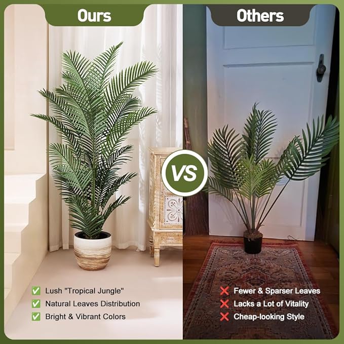 VeriNatural Artificial Palm Tree 6FT Tall Palm Trees UV Resistant Fake Plant Large Potted Faux Tropical Areca Palm Floor Plants for Indoor Outdoor Home Living Room Porch Patio Decor 2 Pack, VN125