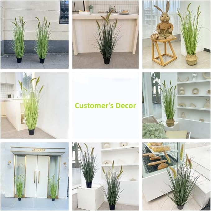 Ttranewsoo Green Onions Fake Plants,Artificial Plants Indoor, Fake Grass Decor Green Plant Fake Outdoor Flowers Fake Succulents,Artificial Tall Grass Plants with Pots House Decorative(47" 2 Pack)