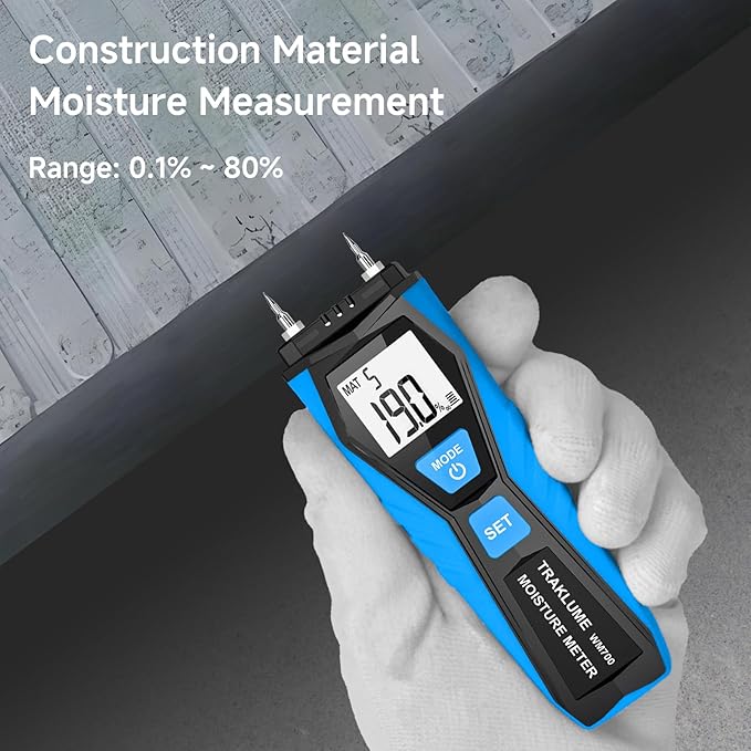 Wood Moisture Meter for Lumber Pin-type Moisture Meter for Drywall with LCD Display Moisture Detector for Walls Moisture Sensor for House Firewood Moisture Reader for Wood Wall Water Leak Detector