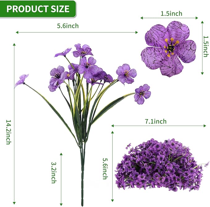22 Bundles Artificial Flowers Outdoor, Faux Flowers UV Resistant with Plastic Plants, Faux Silk Flowers for Outdoors Outside Front Porch Hanging Planter Window Box Garden Decoration