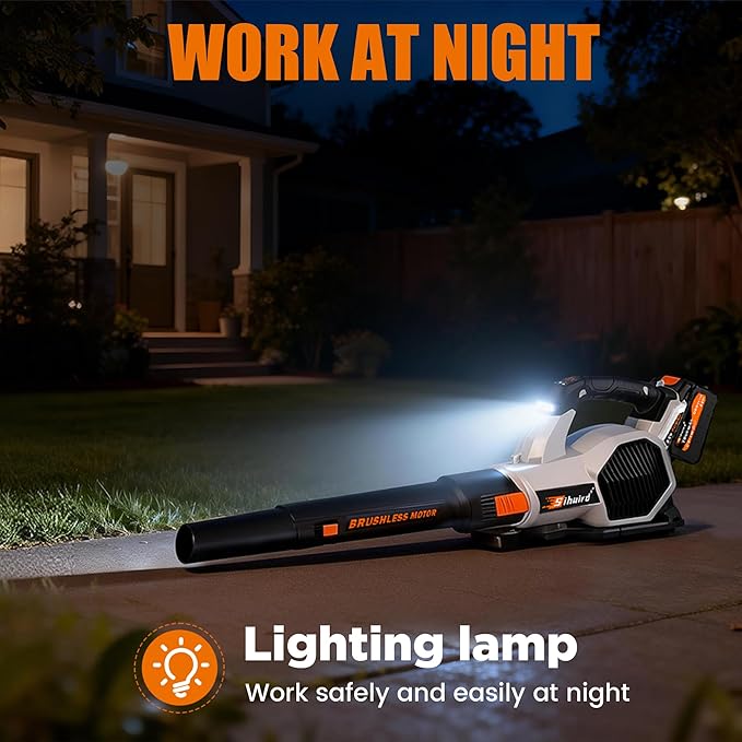 Leaf Blower Cordless, 765CFM Electric Leaf Blowers with 2 x 7.8Ah Batteries and Charger, 3- Speed & Turbo Mode, Equipped with LED Lighting, 1 x Shoulder Strap, Blowers for Lawn Care - SL9501