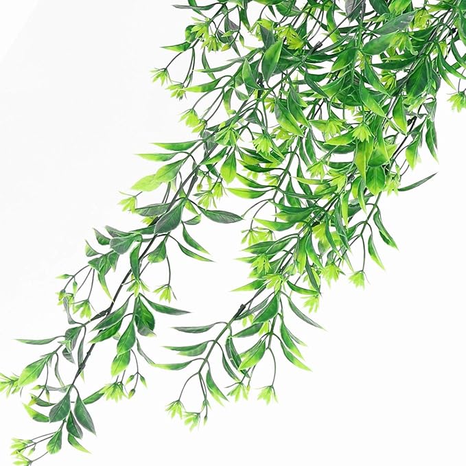 PASYOU Artificial Hanging Ivy, Vine Plastic Plants Grass Leaves Foliage Vines, UV Resistant Greenery Fake Flowers for Home Indoor Outdoor Garden Door Wall Wedding Party DIY Decoration - Green 4 Pack