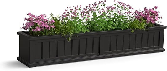 Mayne Cape Cod 5-Foot Window Box – Self-Watering, Weather-Resistant Planter for Flowers – Durable Design for Outdoor Use, Perfect for Windows