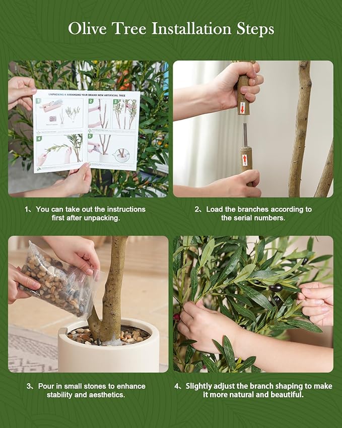 Olive Tree 8FT Fake Tree Faux Plants Indoor with Pot Artificial Tree Nearly Natural Olive Branches and Fruits for Living Room Home Office Decorations