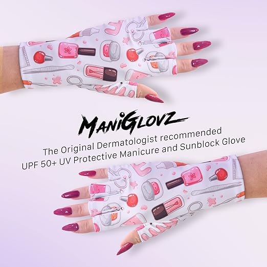 ManiGlovz - The Original UPF 50+ UV Light Protective Nail Gloves | Gel Manicure Gloves and Anti UV Fingerless Gloves for Women | Can be Used as Sun Protection Gloves for Driving | Slither Chic Print