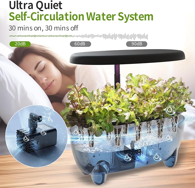 DRYADES 12-Pod Indoor Herb Garden Hydroponics Growing System Kit with LED Grow Light, Indoor Gardening System for Herbs, Vegetables, Lettuce on Countertop (Seeds NOT Included)