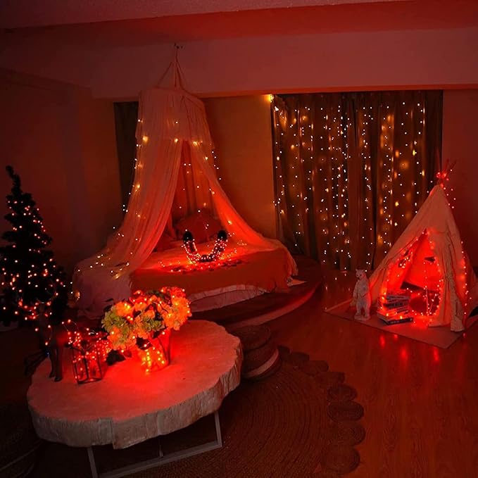 2 Pack Total 200 LED Fairy Lights Battery Operated String Lights with Remote & 8 Modes, 33FT Waterproof Copper Wire Battery Powered Twinkle Lights for Outdoor Christmas Parties Decoration Orange