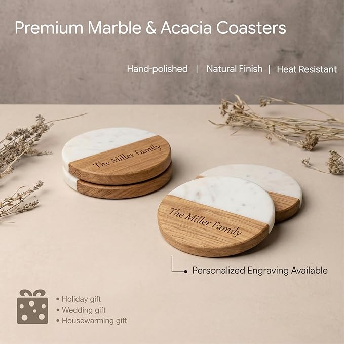 Personalized Charcuterie Board Set, Custom Engraved Marble Acacia Wood Cheese Board with Knife Set, Serving Board for Entertaining, Wedding, Housewarming & Anniversary Gifts