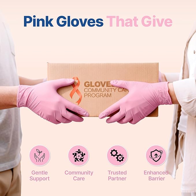 Schneider Pink Nitrile Gloves, Latex Free Exam Gloves Disposable Latex Free, Disposable Gloves for Cooking & Medical
