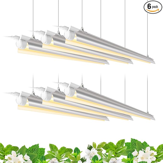 Barrina Plant Grow Light, 252W(6 x 42W, 1400W Equivalent), Full Spectrum, LED Grow Light Strips, T8 Integrated Growing Lamp Fixture, Grow Shop Light, with ON/Off Switch, 6-Pack