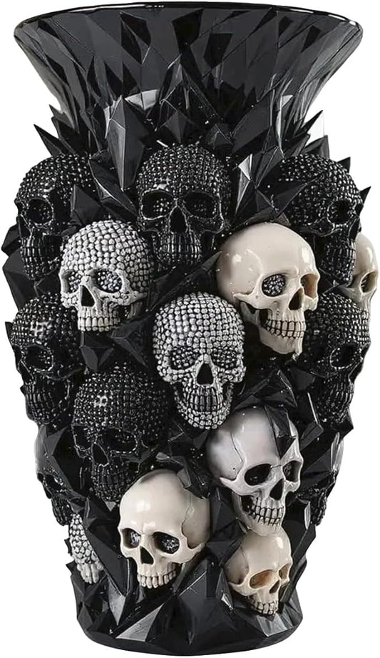 Gothic Skull Resin Vase – Unique Skeleton Flower Holder for Fresh & Dried Blooms, Halloween Desktop Decor for Gothic Enthusiasts, Spooky Garden Ornament
