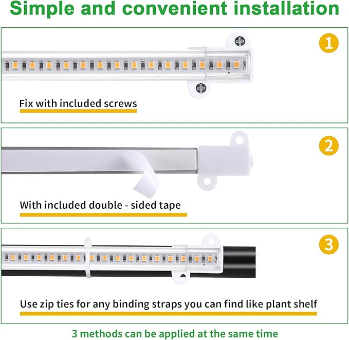3 Head 7.8 Inches LED Grow Light Strips, Grow Lamps for Indoor Plants Full Spectrum 3000K, 72 LEDs Plant Light Strips with 3/9/12H Timer, 10 Dimmable Levels for Seedling Succulent