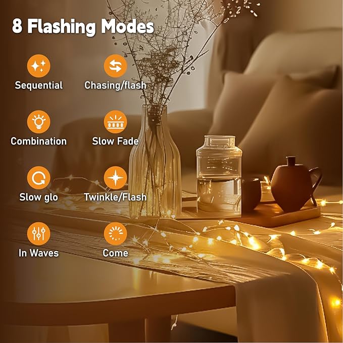 HXWEIYE Rechargeable Fairy Lights Battery Operated, DIY Timer & 8 Modes, 4 Pack 16FT 50LED Twinkle String Lights Indoor, Led mini Lights for Bedroom Wedding Dorm Christmas Tree Decor (Warm White)