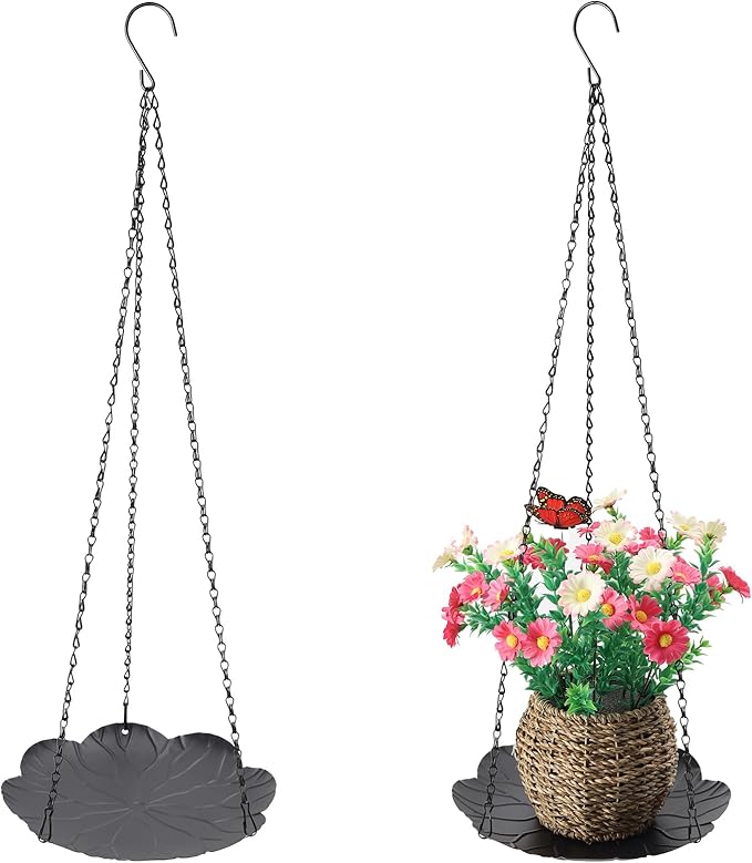 ZYUXUAN Hanging Planter for Indoor Outdoor, Plant Hanger, Hanging Plant Holder, Plant Pot Shelf Basket for Window Wall Ceiling Garden with Chains and Hooks, 2Pcs (Leaf)