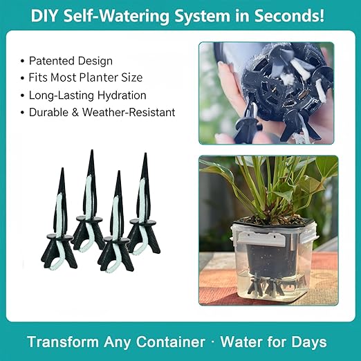 GreenShip 8 Pack Self Watering Spikes for Indoor & Outdoor Plants, Automatic Plant Watering Stakes, Patented Wick Spikes, Vacation Use (Medium for Height 12"-17" Planter)