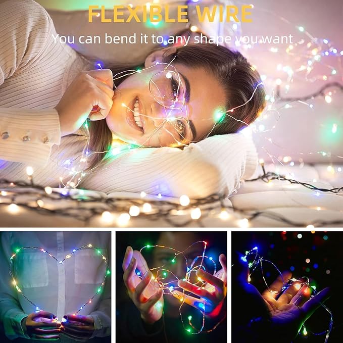 6 Pack Easter Fairy Lights Battery Operated - 7ft 20 LED Copper Wire Mini colorful String Light Firefly for Mason Jars DIY Crafts Christmas Wedding Party Centerpiece Table Easter Decor,Multicolor