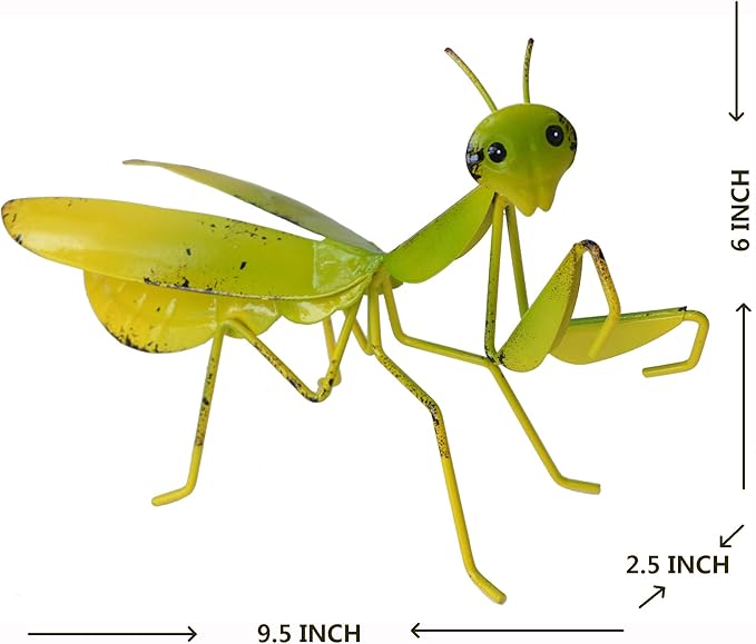 GIFTME 5 Metal Mantis Garden Yard Art Decor,Praying Mantis Outdoor Wall Decor for Garden,Patio,Tree,Fence,Lawn Ornaments Set of 2