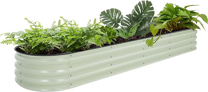 BlueWish 11.1” H Raised Garden Bed, Galvanized Raised Garden Bed with Bottomless, Rubber Strip, 9-in-1 Modular, Raised Planter Box Outdoor for Vegetable, Flower