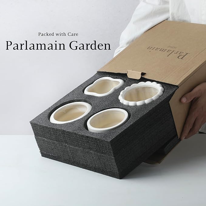 Parlamain Ceramic Succulent Pots Set of 4 Small Planters for Indoor Plants 4x4 Inch Decorative Plant Pots Modern Home Decor