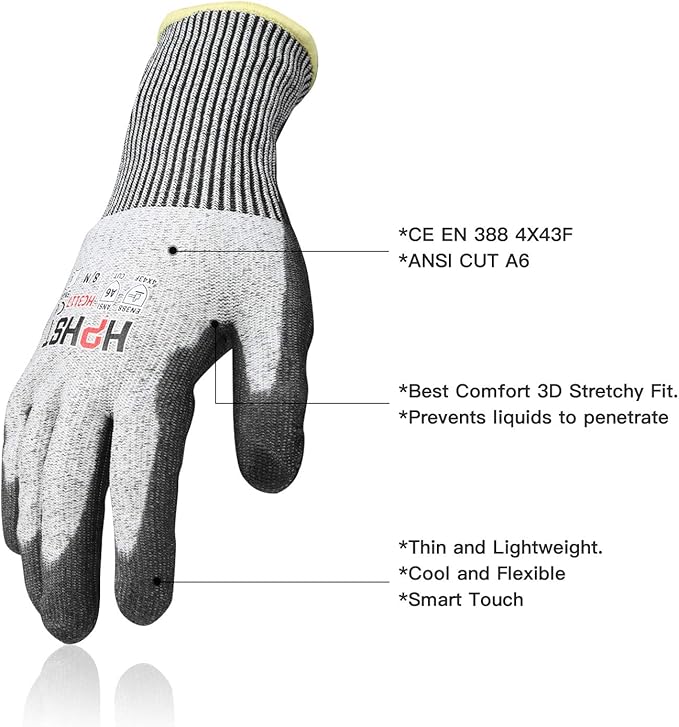 Cut Resistant Gloves Level A6 Cut Proof Work Gloves Smart Touch