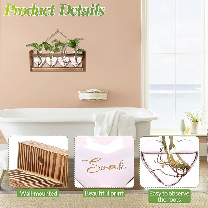 CYZglass Plants Propagation Stations Plant Terrarium Kit for Bathroom Glass Planters for Indoor Plants Bathroom Decor Accessories - Relax Soak Unwind Breathe