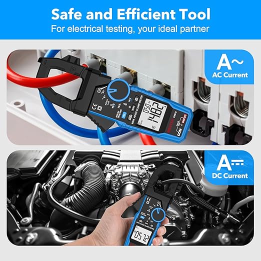 Digital Inrush Clamp Meter Multimeter, MESTEK T-RMS 6000 Counts 600A Current Amp Volt Meter with VFD,LOZ Mode; Measures NCV AC/DC Current Voltage Temperature Resistance Capacitance Continuity