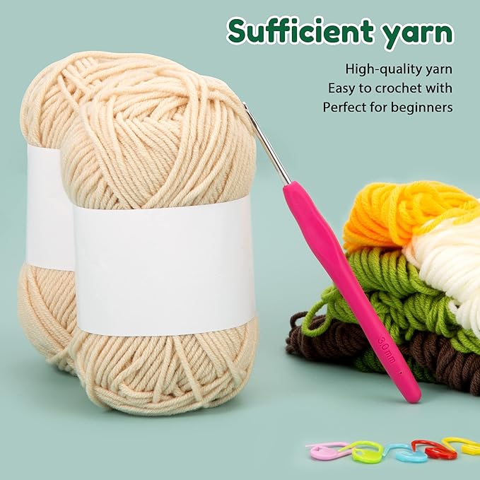 Karsspor Crochet Kit for Beginners - 4 PCS Hanging Potted Plants, Beginner Crochet Kit for Adults, Crochet Starter Kit, Crocheting Knitting Kit with Step-by-Step Video Tutorials(Patent Product)